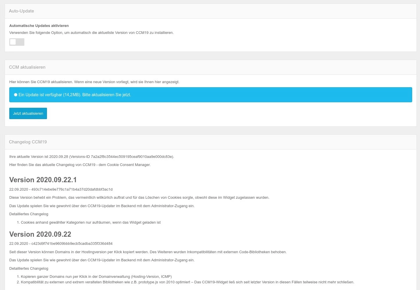 CCM19 Update Screenshot