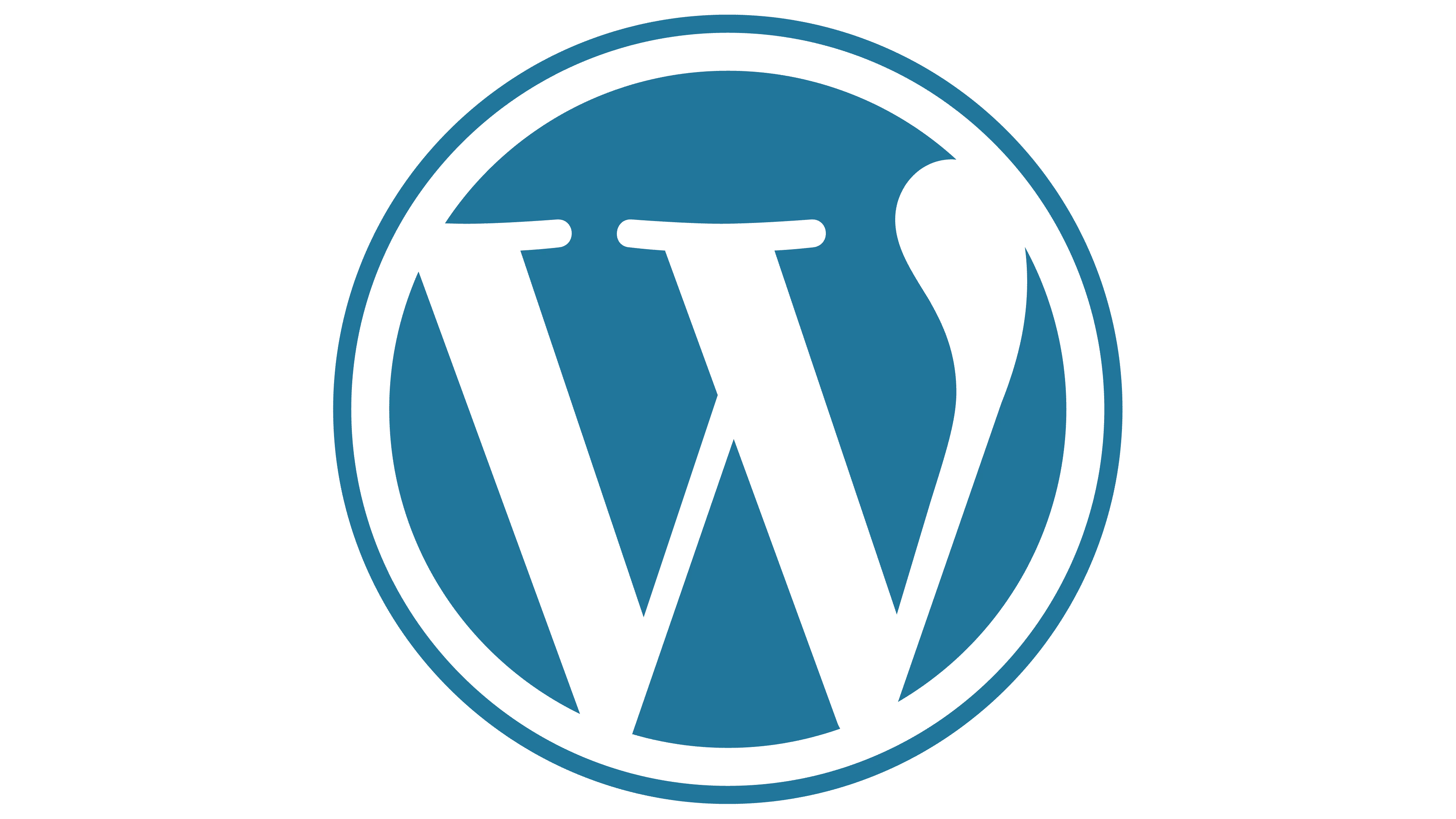 Blue logo of the Wordpress content management system